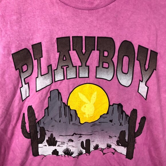 NWOT Playboy Pink Graphic Tee Shirt Arizona Cactus Size XL - Picture 2 of 4